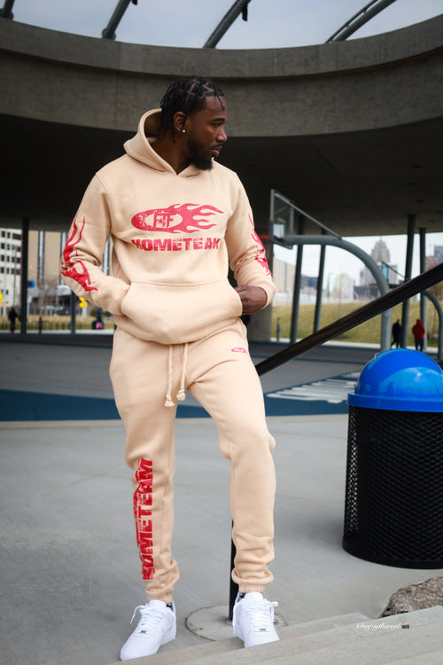 Hometeam Sweatsuit — Tan/Red