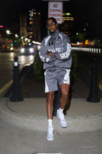 Family Windbreaker Set Grey White street look