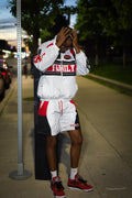 Family Windbreaker Set White Red Black front look