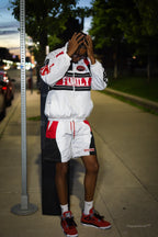 Family Windbreaker Set White Red Black front look