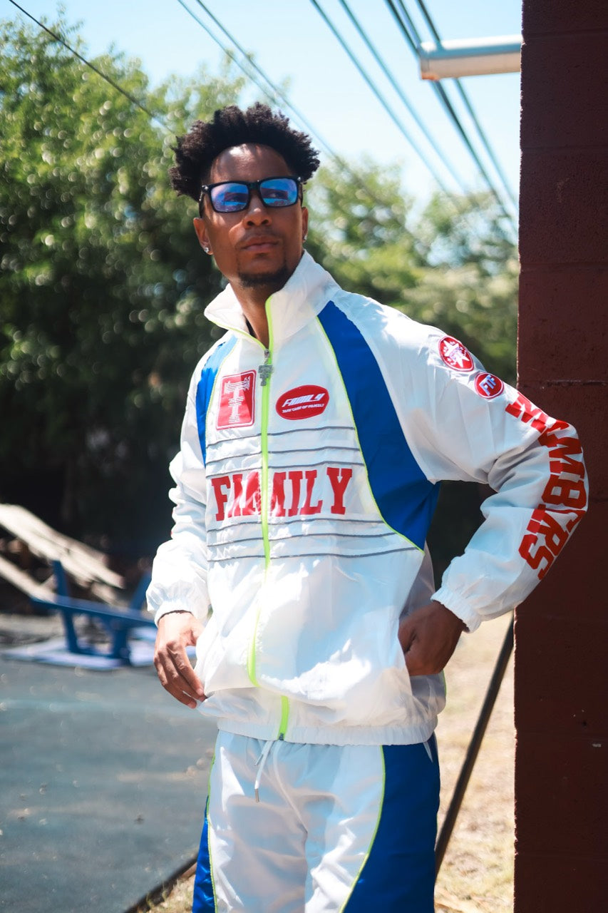 JC-26 Family Windbreaker Set Off White Blue full look