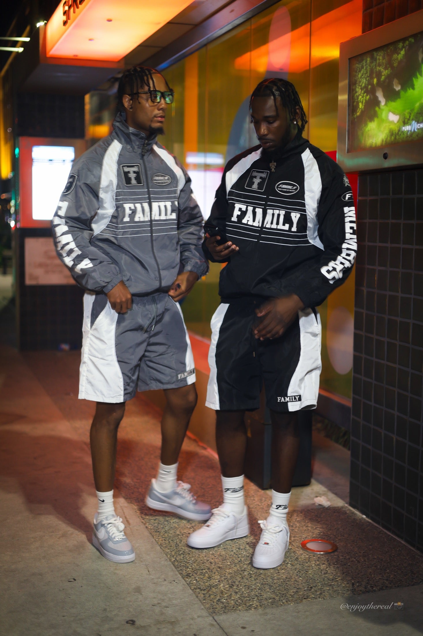 Family Windbreaker Set Grey/White and Black/White colorways